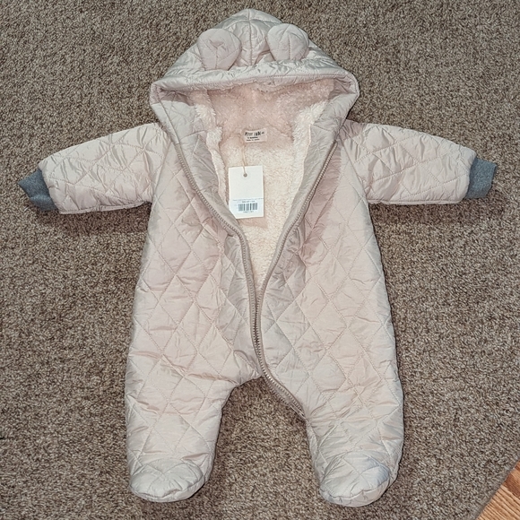 NWT 6M Petit-indi fleece lined quilted Hooded snowsuit - Picture 2 of 5